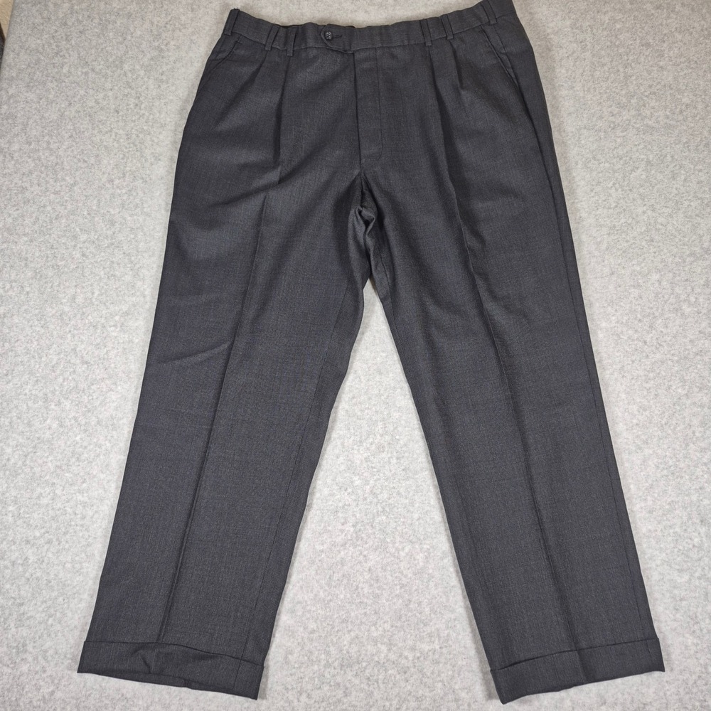 Joseph & Feiss Dress Pants Mens 44 Regular Charcoal Gray Wool Pleated Cuffed